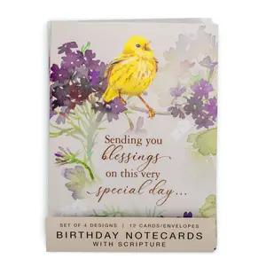 Dicksons CDSET19S Card Set Birthday Scripture Yellow Birds