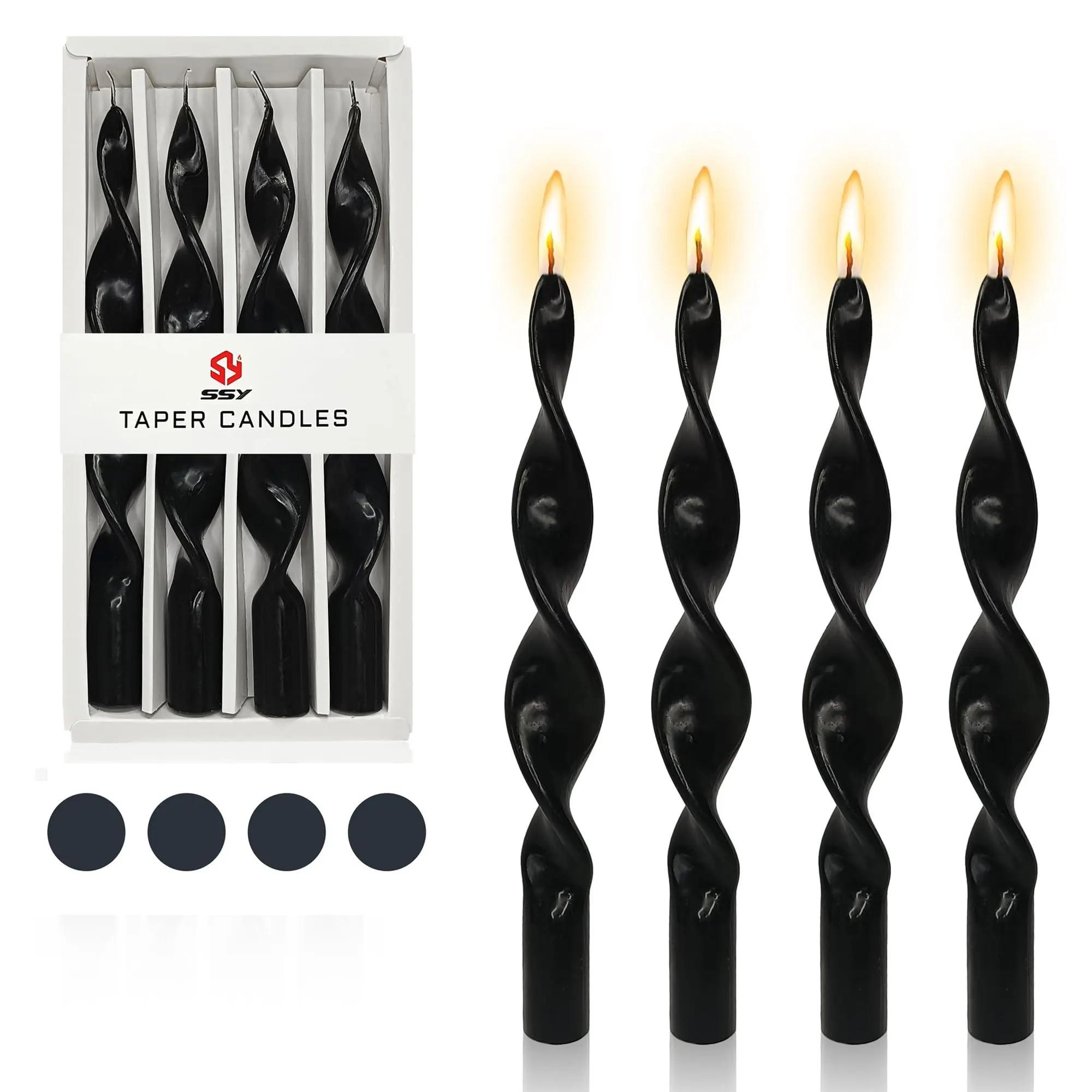 Twirl Tapered Candle Black Candlesticks - 10 INCH Bendy Candle Stick Long Taper Candles Twisted Candlestick for Home Decor Gifts