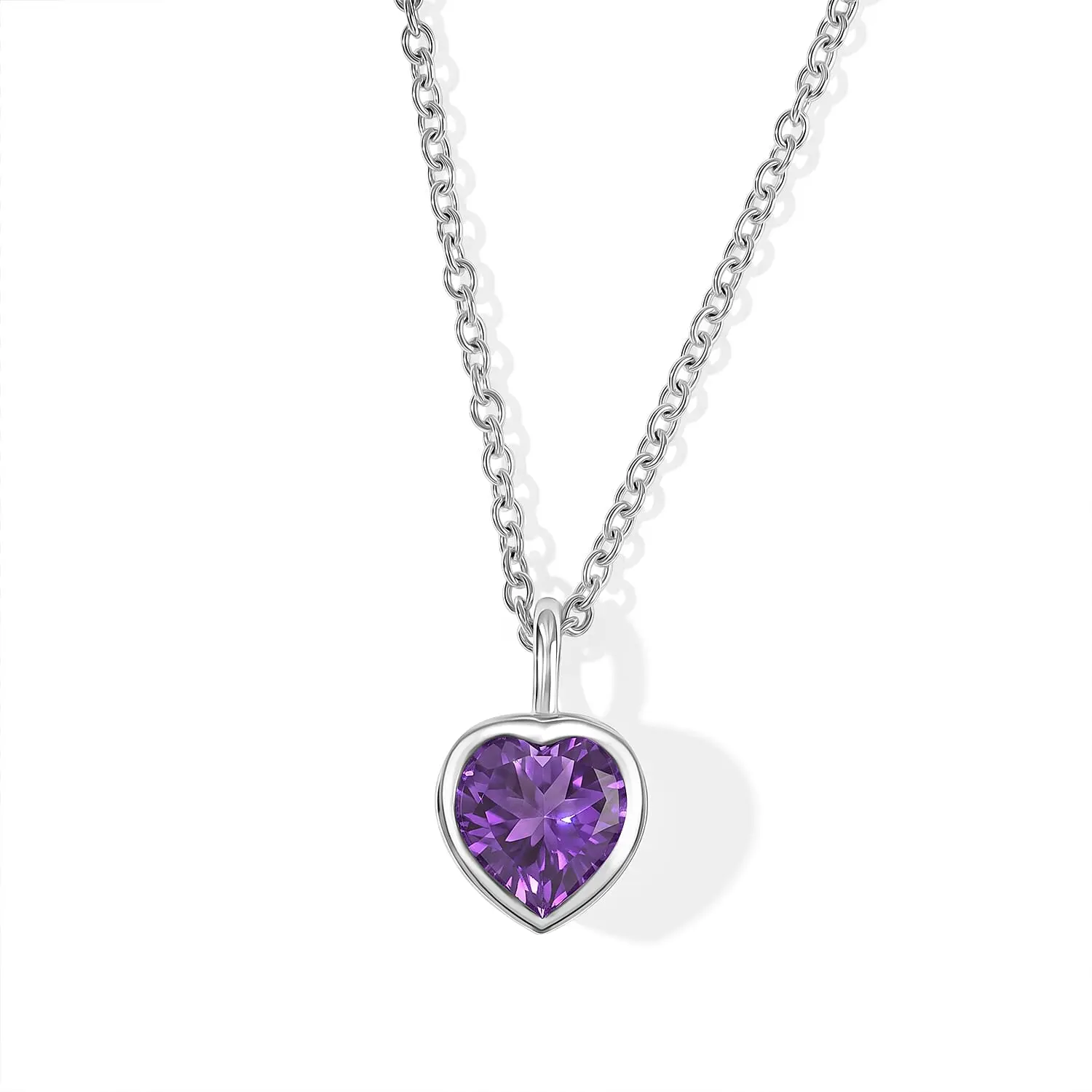EverTrue African Amethyst 1.80 ctw Necklace (18 Inches) in Platinum Bond and Stainless Steel