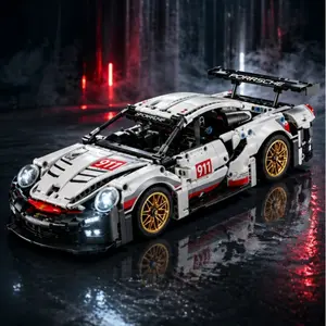 1:14 Scale RC 911 Supercar Model Car Kit, 1000+ Pcs Building Blocks Toy with Dual Motors, LED Lights, Acrylic Case, Professional Racing Set, Ideal Holiday Gift for Boys & Adult Fans
