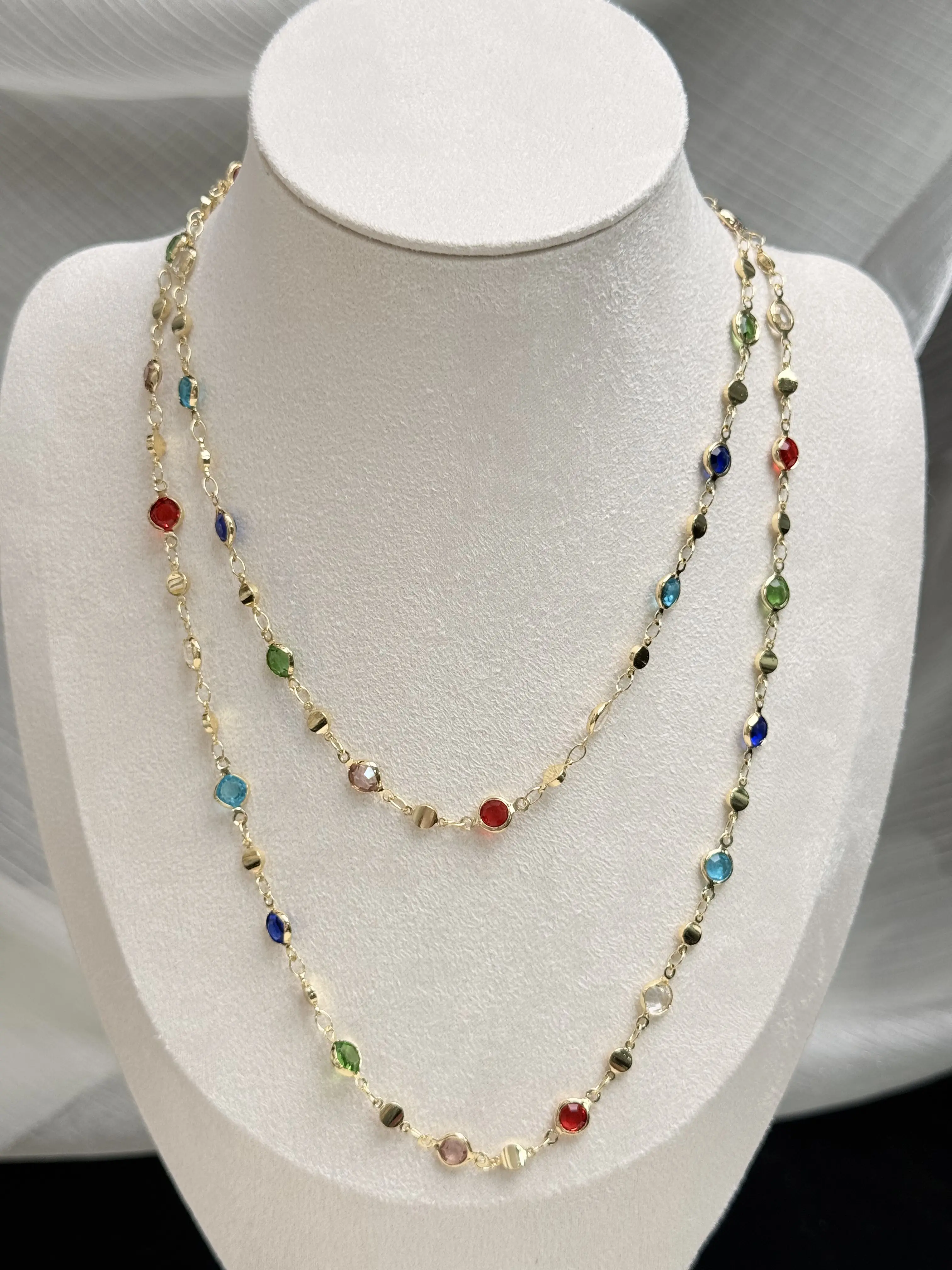 Female Elegant Crystal-Style Multicolor Layered Necklace, Daily Wear Fashion Costume Jewelry Accessory