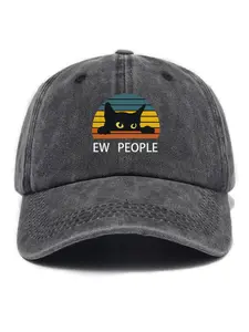 Cartoon Cat Pattern Baseball Cap, Casual Soft Top Baseball Cap for Men & Women, Fashion Accessories for Daily Wear, Casual Outfits Cap