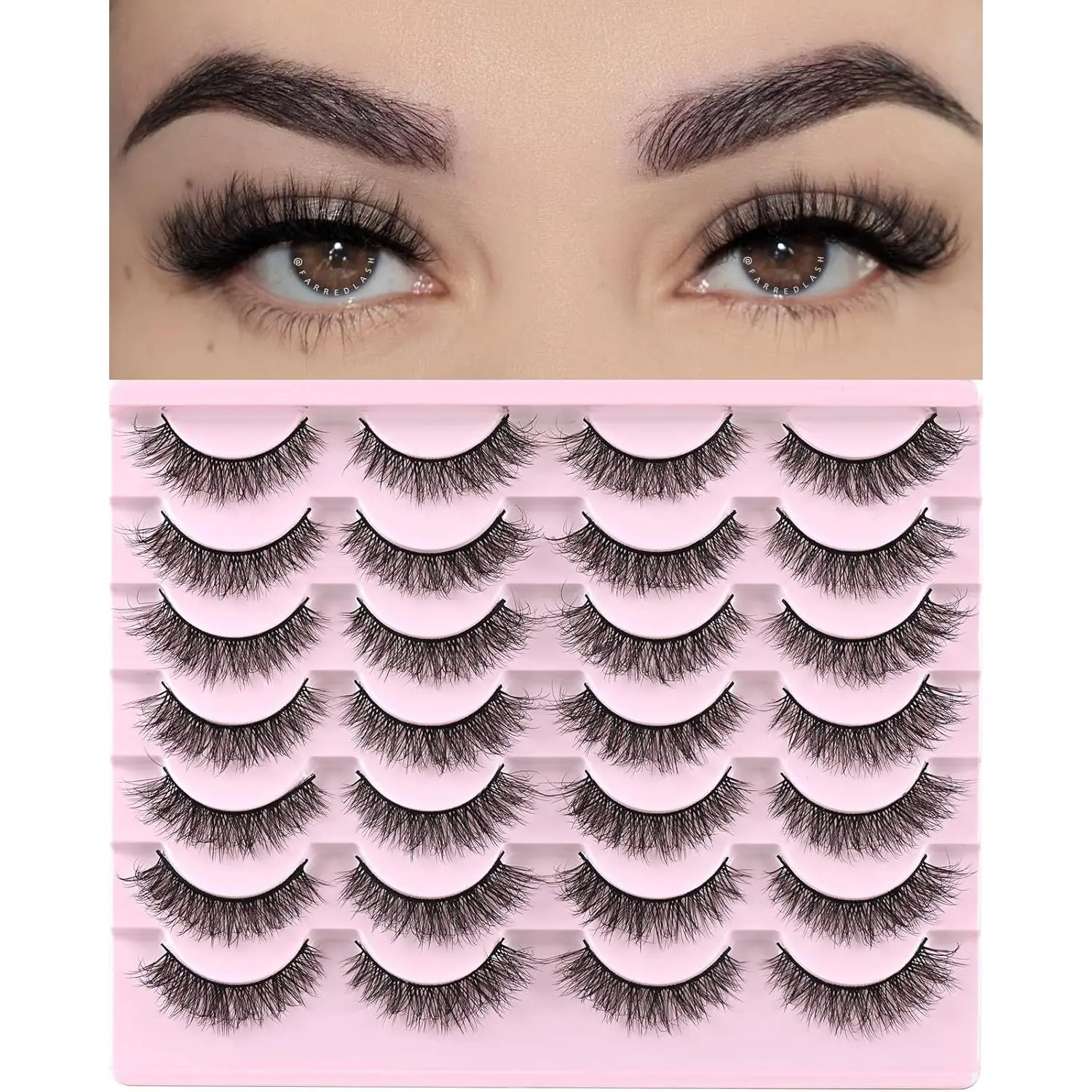 Wispy False Mink Lash Pack 14 Pair Natural Look Fluffy Cat Eye Strip Eyelash Small Fake Lashes Full Pestañas Sets for MUA and Beginners Daily Makeup (F1 |   8-14mm), Mink Lashes, Eyelashes