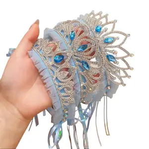 Girls’ Korean-Style Plastic Princess Crown Headband - Face Slimming, Bang-Friendly, Elastic, Comfortable Fit for Parties & Daily Wear, Girls’ Headband