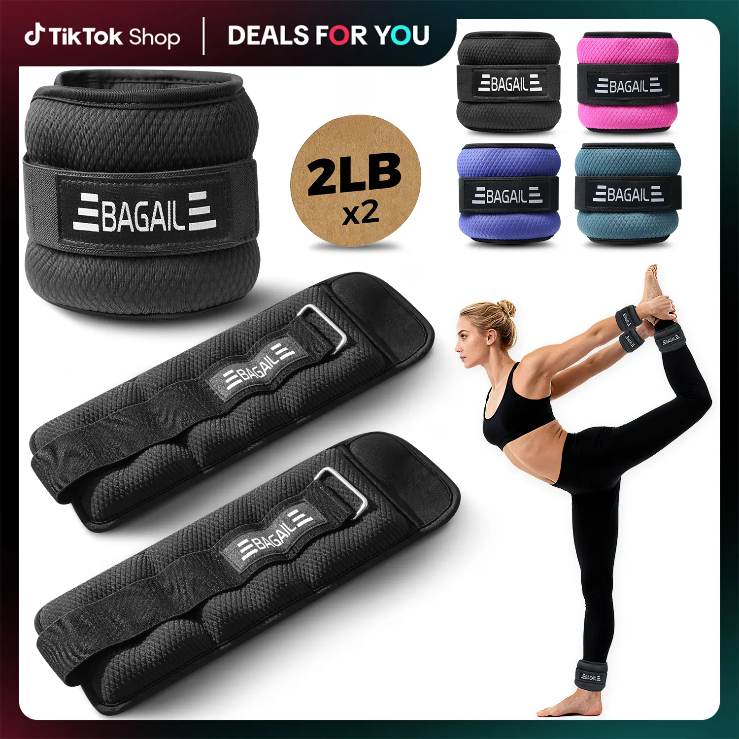 【SummerVibes】BAGAIL Ankle and Wrist Weights for Women & Men, 1 Pair 1/2/4/6/8/10 LBS Leg Weight with Sleek Design & Secure Fit, Arm Weighted Set for Walking, Running, Home Fitness & Physical Therapy outdoorfun Workout Band