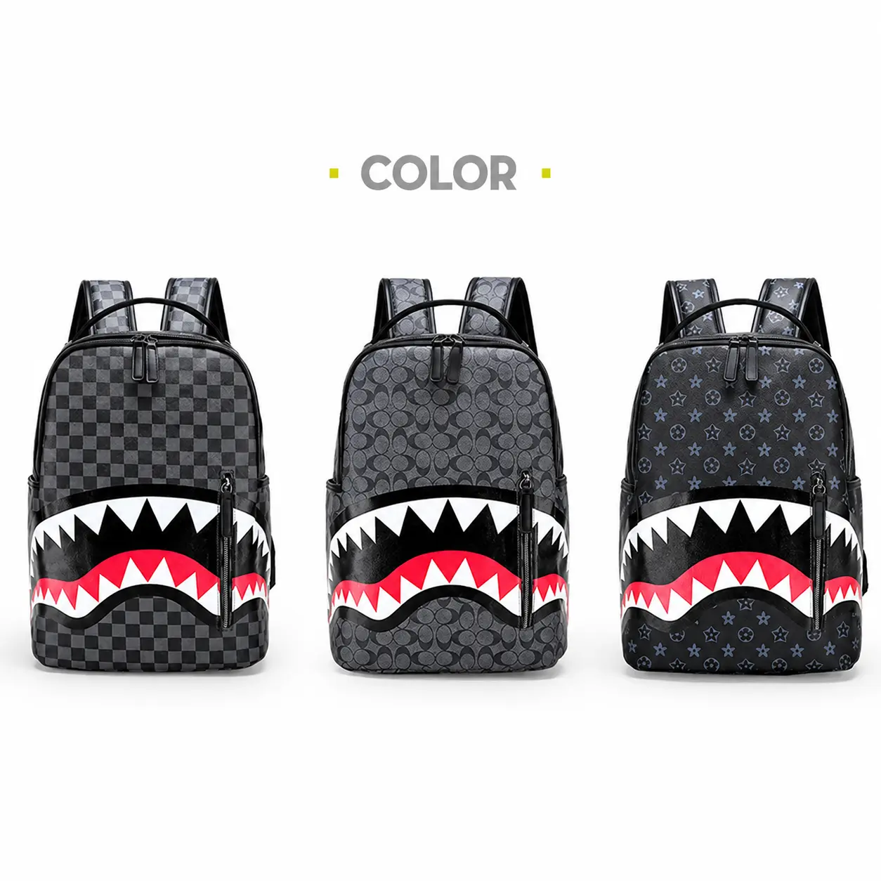 Sprayground Shark Mouth Backpack, Black Graphic Streetwear Backpack, Large Capacity Laptop School Bag, Trendy Shark Teeth Daypack For Teen Boys Girls Men Women, Casual Travel Backpack, Hypebeast Hip Hop Fashion Bookbag