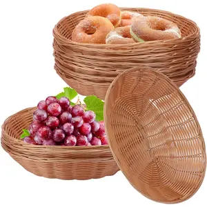 11 Inch Oval Poly Wicker Basket - Bulk, 11 Pack, Bread Serving Baskets for  & Restaurant Use