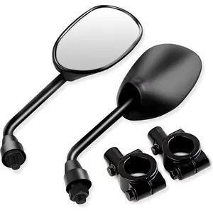 Black Retro Style Side Rearview Mirror With 7/8" Handlebar Mount 8mm Adaptor For Mountain Bike,BMX,Bicycle,Motorcycle,Dirt Bike,ATV,Cruiser,Chopper-Pair