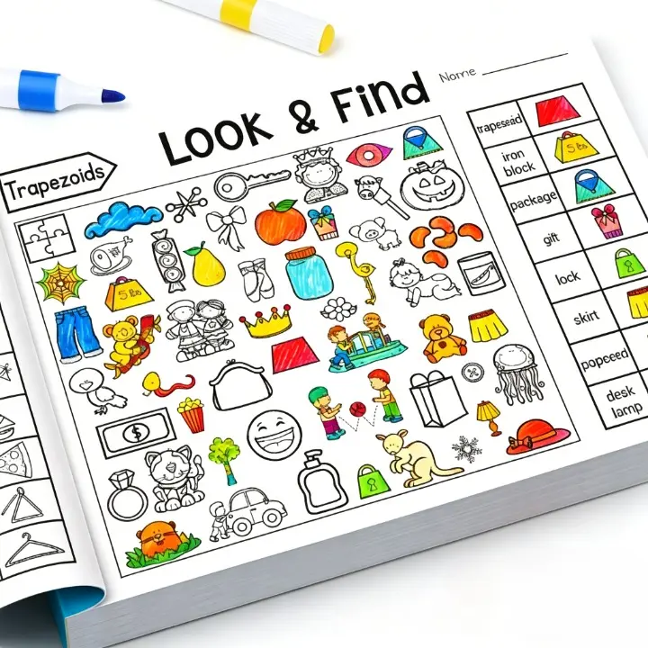 Kids Interactive Hidden Object Coloring Book – Focus Training and Educational Fun, Find and Color Puzzles, A Great Aid for School and Family Activities, Over 1000+ Patterns