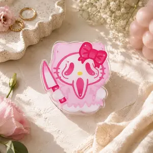 Cute Pink Spooky Phone Grip, Kawaii magnetic Phone Stand, Pastel Phone Holder