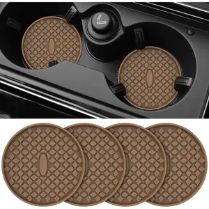 Car Cup Coasters [4 Pack] Silicone Car Coasters/Cup Mats, Non-Slip Recessed Car Interior Accessories Coffee