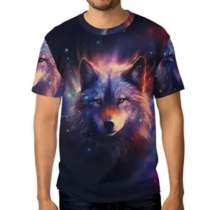 Galaxy Wolf Head  Men's T-Shirt for Daily Wear, Home, Travel, and Fitness