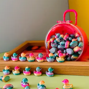 40pcs Rainbow Ducklings + 1pc Luggage, Mini Realistic Decorative Ducks, Random Shipping, DIY Handmade Decorations, Home Entryway, TV Stand, Office Desk