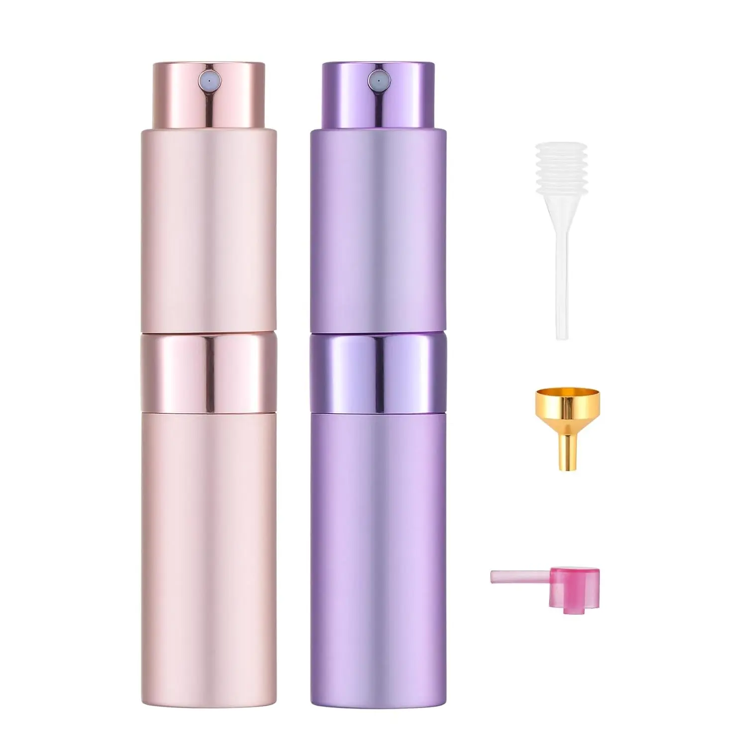 8ml Travel Perfume Atomizer Refillable, Mini Cologne Spray Bottle Empty, Small Aftershave Portable Sprayer for Liquid Dispenser (&Purple)