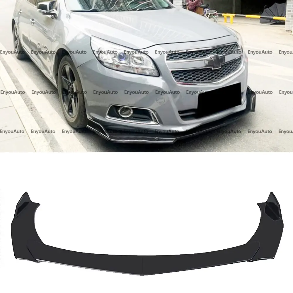 New 1 x Set of ABS Plastic Glossy Black Front Bumper Lip Spoiler Splitter Chin Body Kit - Buick, Chevrolet Malibu Universal Car Exterior Accessory with Screws & Scratch Guard, Elegant & Personalized Appearance