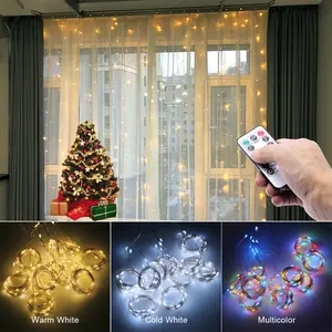 LED Curtain Garland On The Window USB String Lights Remote Control Christmas Decorations For Home Room