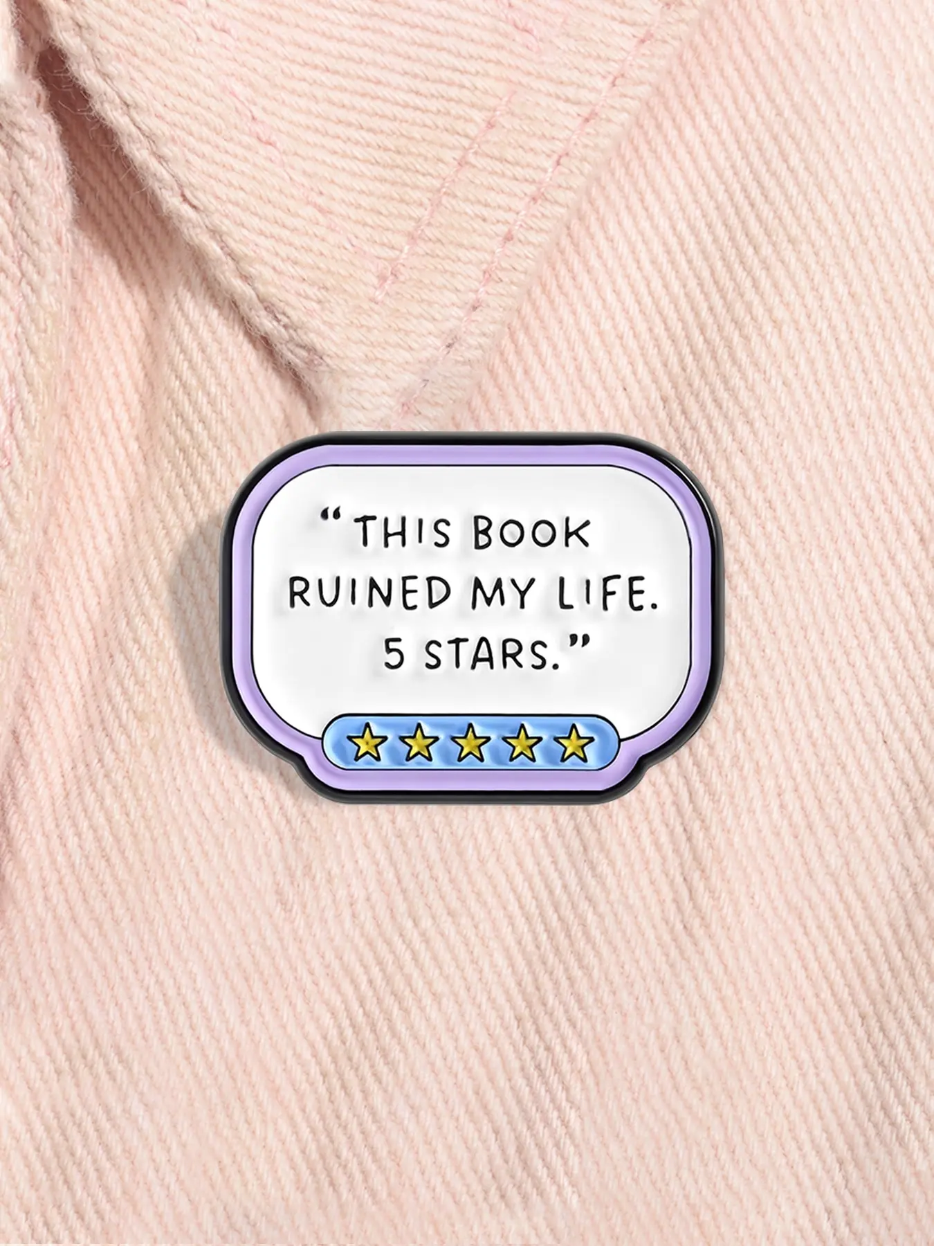 This Book Ruined My Life Enamel Pin Collectible Pins 5 Stars Book Review and Rating Bookish Book Lover Alloy Brooch Lapel Backpack Badge Fashion Jewelry Accessories Gift for Friends Fashion Accessory