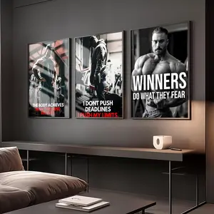 PIKPAKA Chris Bumstead Fitness Quotes For Handsome Men Painting Calligraphy Eco-Friendly Waterproof Cotton Canvas,Scratch-resistant Oil Painting Canvas, Perfect For Living Rooms,Bedrooms,Kitchens, And Cafes – Ideal For Holiday And Party Gifts