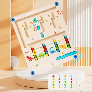 2-in-1 Magnetic Bead Maze, Suitable for Boys and Girls in Preschool: Magnetic Color and Number Maze—An Educational Wooden Toy for Learning Colors and Counting, Suitable for Boys and Girls, and Ideal for Developing Fine Motor Skills in Children Ages 3-6