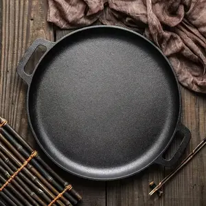 Non-Stick Cast Iron Grill Pan |   Multifunctional - Perfect for Grilling, Camping & Outdoor Cooking, Easy to Clean