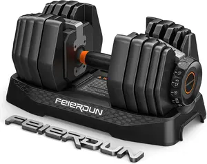 【live only】FEIERDUN DB1 QuickDial Adjustable Dumbbell Set, 15-in-1 5-52.5 Lbs Each with Storage Box & App, 1-Second Quick Change for Drop Set, Superset & HIIT Home Gym, Non-Slip Handles, 3-year Aftersale Service