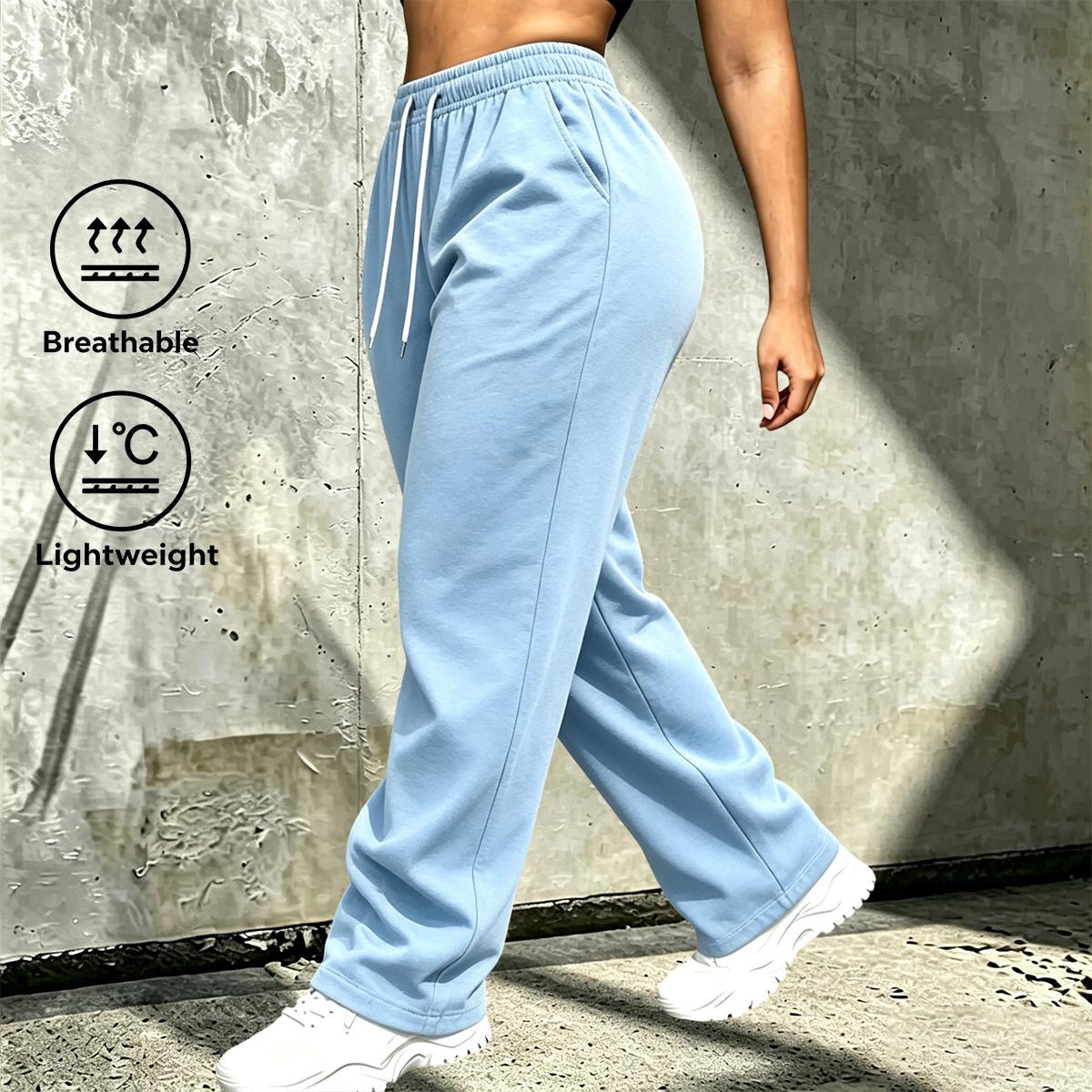 Two-pack elegant casual long pants—fashionable sport trousers with a double-pocket design, machine washable women’s pants that are versatile for home and outdoor wear.