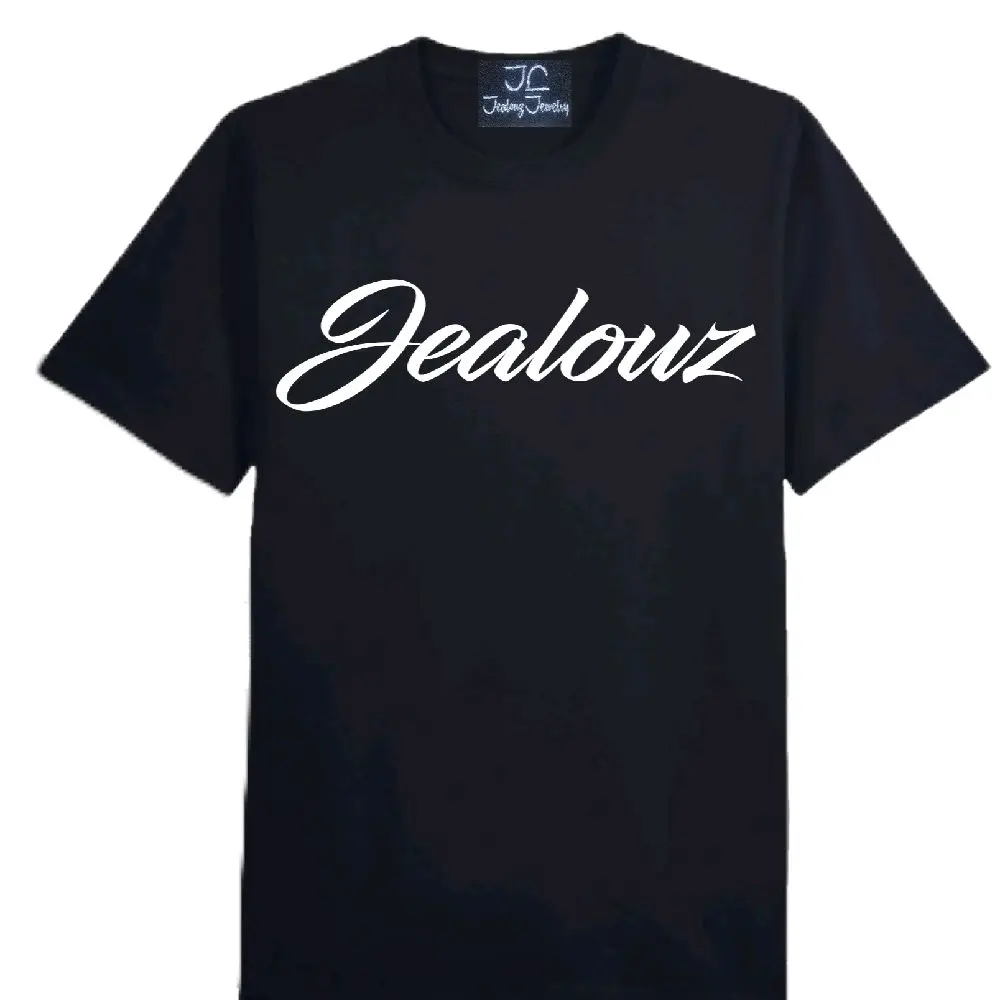 JealouzJewelry Jealouz Embroidered High Quality Black T-Shirt with Stylish Script Design for Everyday Wear