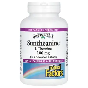 Natural Factors Stress-Relax, Suntheanine, L-Theanine, 100 mg, 60 Chewable Tablets Natural Factors Stress-Relax, Suntheanine, L-Theanine, 100 mg, 60 Chewable Tablets