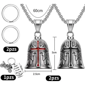 The Guardian Bell Necklace |     Vintage Cross & Angel Wings Pendant |     Biker Gift Idea #   BikerJewelry #   PunkStyle #   GuardianBell #   StreetwearFashion #   GothicAesthetic #   TikTokMadeMeBuyIt