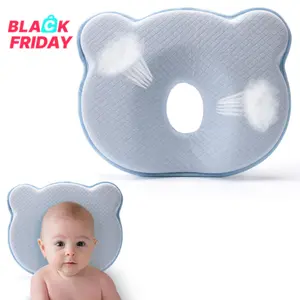 Memory Foam Infant Pillow with Cute Pattern,Breathable Fabric Set for Little Boys and Girls to Avoid Flat Head
