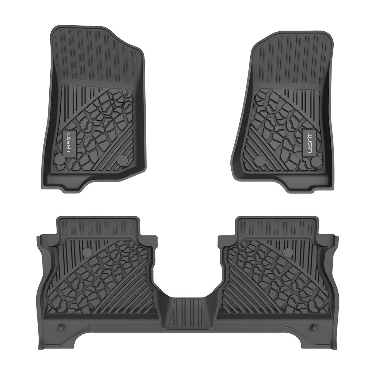 LASFIT Custom Fit All-Weather TPE Protector Floor Mats - 2-Row Front & Rear Full Cover Liners Set, Raised Edges, Anti-Slip, Waterproof Car Interior Accessory for Jeep Gladiator 2019-2023
