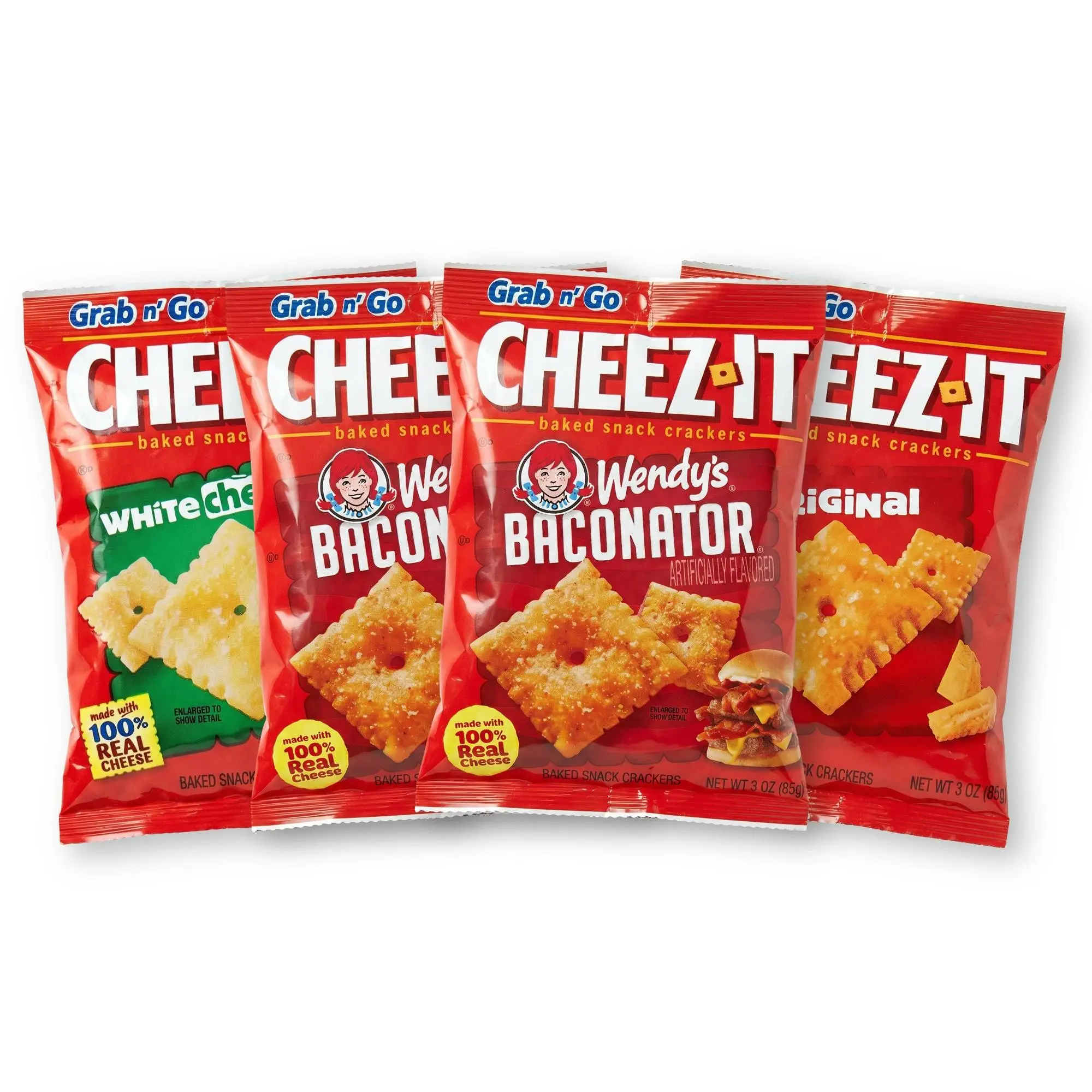 Cheez-It Ultimate Variety Pack 4 Pack, Featuring Wendy's Baconator, White Cheddar & Original 3 oz Grab & Go Bags