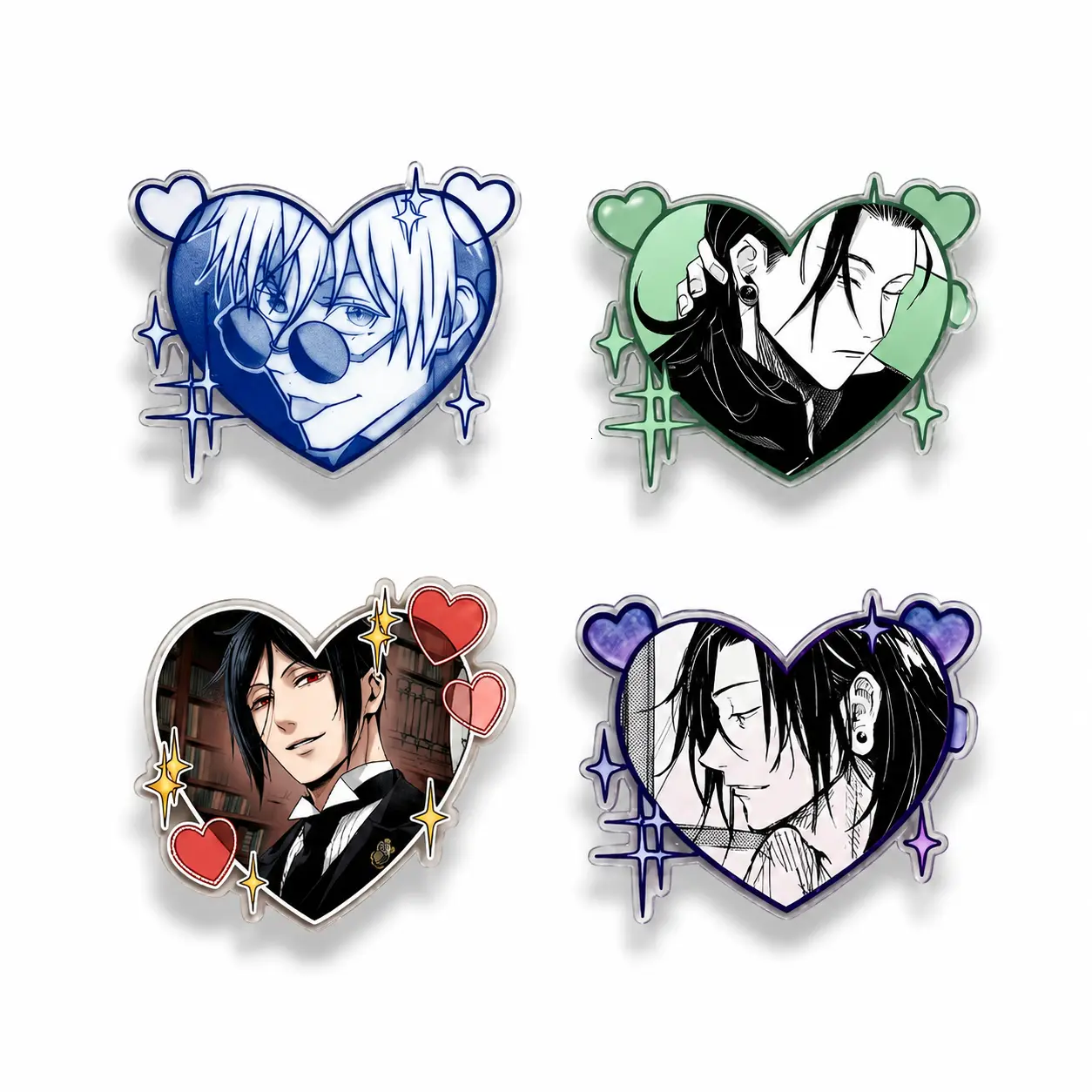 Anime Heart Phone Grip Stand | Gothic Manga Boy Aesthetic | Cute Y2K Acrylic Phone Holder Kawaii Gift for Phone & Kindle