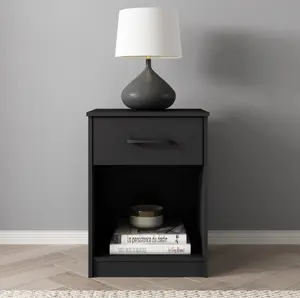 Ardent Nightstand with 1 Drawer, Black - Perfect for Your Bedroom
