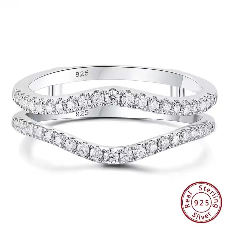 Full Moissanite 925 Sterling Silver Enhancers Wedding Band for Women Engagement Wedding Ring Size 5-12 BR1175_FM Jewelry-NS #Love Story