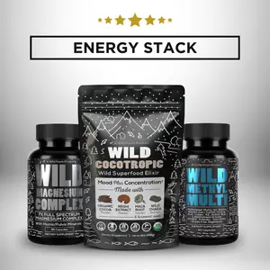 Wild Foods Energy Stack: Wild Magnesium Complex, Wild Cocotropic (16oz), Wild Methylated Multivitamins - Dietary Supplement - Healthcare