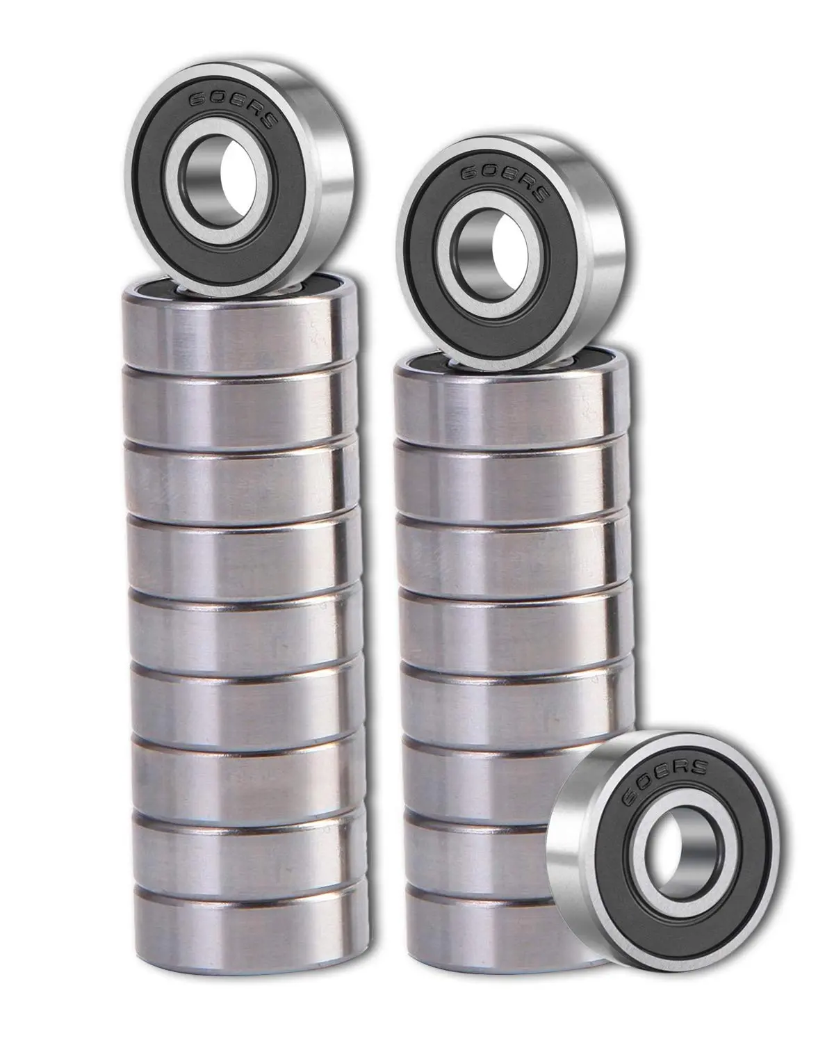 20 Pcs 608-2RS Bearing Steel Miniature Deep Groove Ball Bearings, Double Rubber Sealed (8x22x7mm) for Power Tools & Hardware Applications