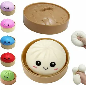 Squishy Dumpling Toys - Aesthetic Sensory Fidget Steamed Dumpling, Stress & Anxiety Relief Squeeze Dough Ball, Cute Desktop Ornaments for Adults & Teens, Pocket-Sized Office Gift Set