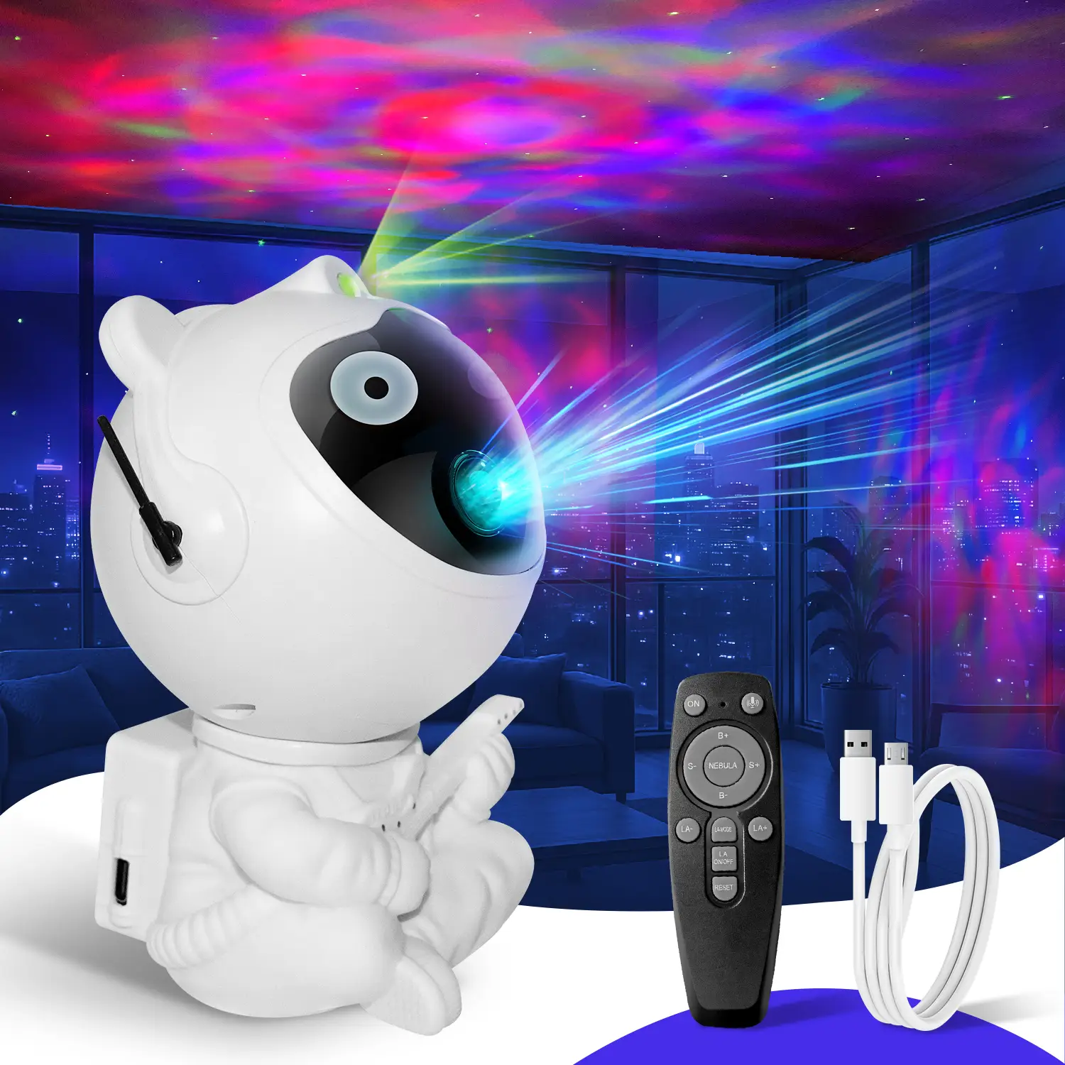 Astronaut Star Projector Galaxy Projector Light Kids Night Light with Guitar Nebula Star Ceiling Night Light Gifts for Birthdays with Remote