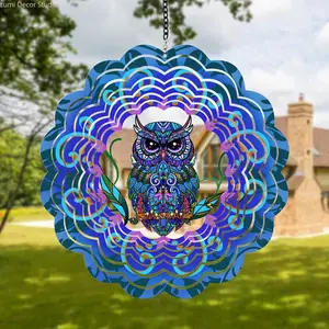 3D Rotating Wind Spinner – Outdoor Garden & Patio Hanging Decoration, Stainless Steel Mandala Spinner for Yard, Balcony, Porch, Creative Bird Ornament