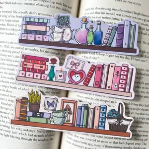 Aesthetic Themed Bookshelf Kisscut Bookmarks