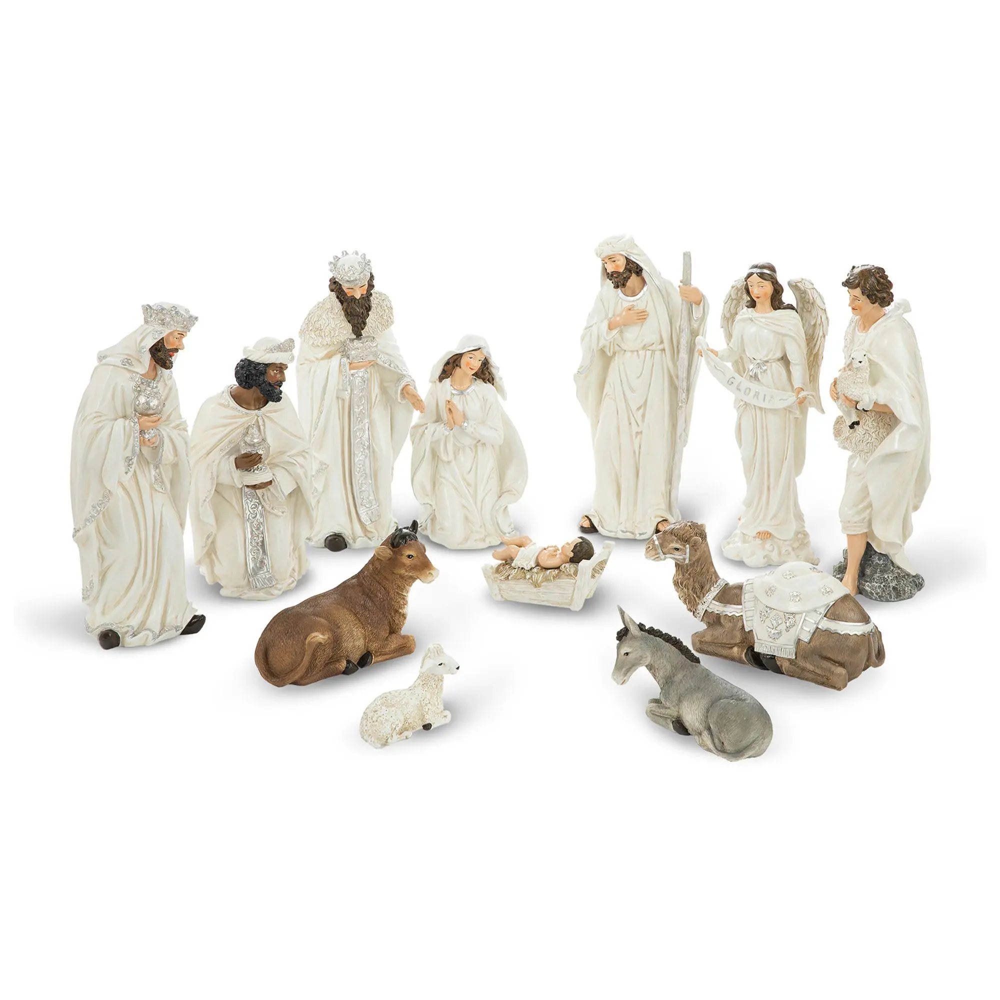 Glitzhome 12pc Oversized Ivory Resin Nativity Figurine Set Glitzhome 12pc Oversized Ivory Resin Nativity Figurine Set
