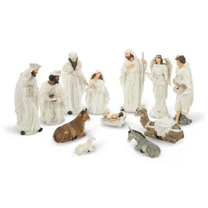 Glitzhome 12pc Oversized Ivory Resin Nativity Figurine Set