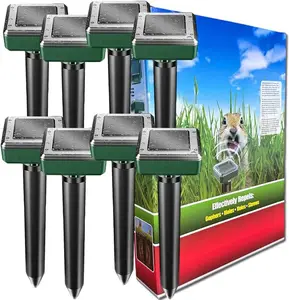 Mole Repellent Waterproof Vole Chipmunk Repellent Outdoor,Ultrasonic Gopher Repellent for Lawn Garden, Mole Deterrent,Groundhog Repeller, Snake (8 Packs)