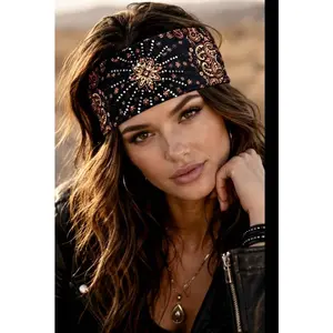 RAVEbandz The PRO - BLINGBANDZ- Wide Stretch Headband (Orange / Black Bandana)