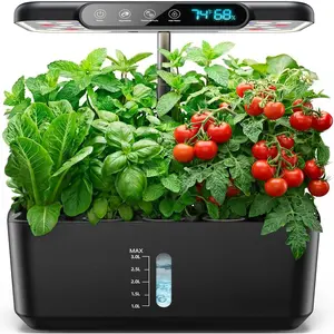 Hydroponics Growing System  Garden: 10 Pods Indoor Garden Kit with LED Grow Light and  Temp & Humidity Display -  Germination Kit for  Kitchen