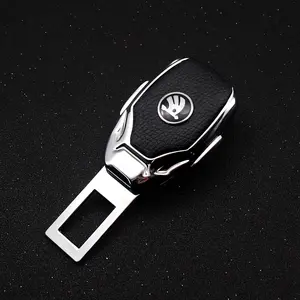 Skoda Car Seatbelt Extender Set, Durable Metal & Leather Material, Comfortable Anti-Chafe Design, Plug-And-Play Safety Buckle, Fits Multiple Models