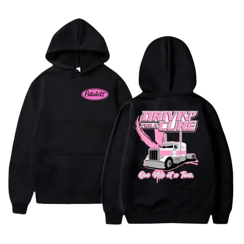 Peterbilt Breast Cancer Awareness Hoodie – Drivin’ for a Cure Truckers Support Sweatshirt, Pink Semi Truck Shirt, Motivation & Strength Gift