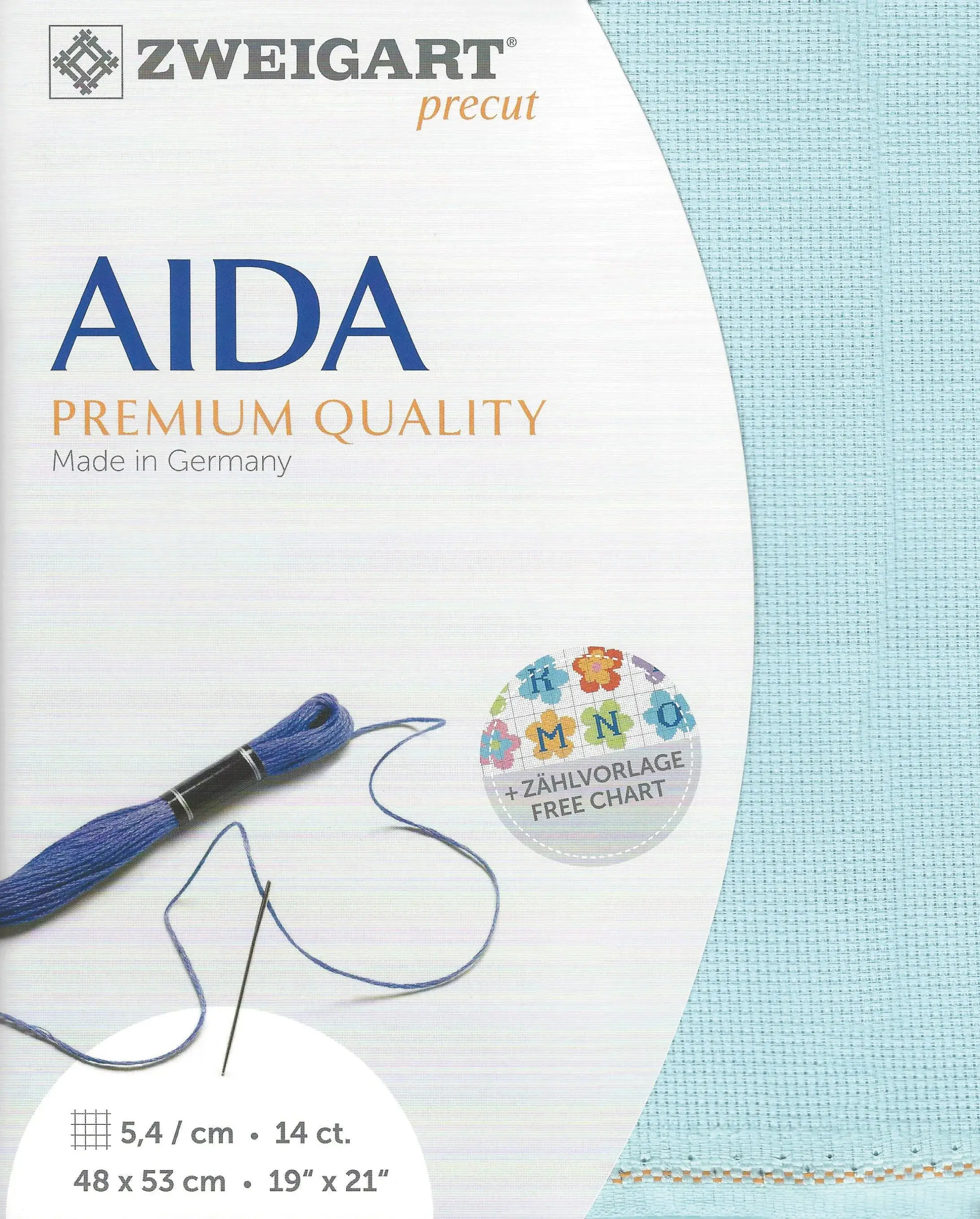 14-Count Aqua Precut Stern-Aida Cross Stitch Fabric by Zweigart 3706/5146
