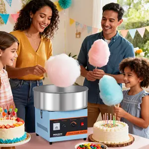 15 Inch Cotton Candy Machine Commercial, Candy Floss Maker Electric Cotton Candy Maker w/Stainless Steel Bowl & Sugar Scoop for Home Party Carnival Birthday